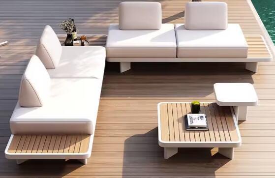 Good price Hot Sale Outdoor sofa with aluminum Materials and plastic wood Gardens Courtyards and Villas online