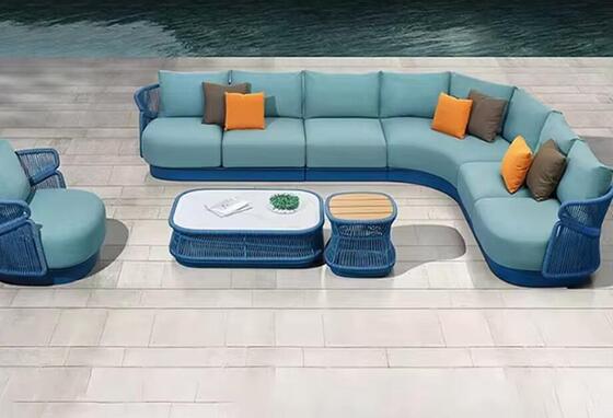 Guter Preis Hot Sale Outdoor-Sofa-Set mit Aluminiumrahmen und UV-beständigem Seil für Wetterbeständigkeit und Komfort im Freien Online