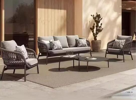 Guter Preis Heißes Angebot Outdoor-Möbel-Set, 4-teilig, wetterbeständig, UV-beständig, Seil, langlebiger Aluminiumrahmen, ideal für Gärten, Innenhöfe, Villen Online