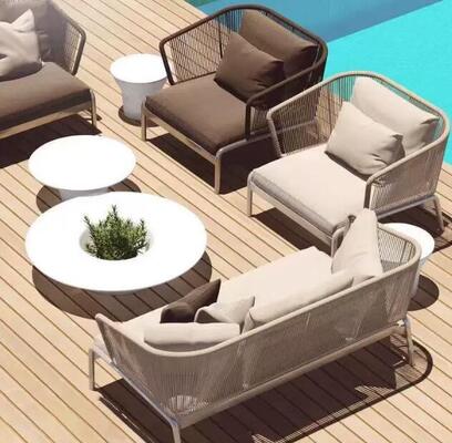 Guter Preis Gartensofa 4 Stück Wetterbeständig UV-beständig Seil Dauerhaft Aluminiumrahmen Ideal für Gärten Innenhöfe Villen Online