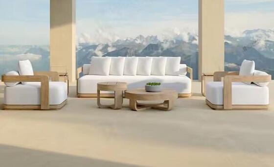 Guter Preis Teakholz Sofa Set 5 Stück Wetterbeständig UV-beständig Dauerhaft für Gärten Innenhöfe Villen Online