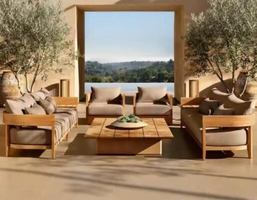 Guter Preis Teakholz Sofa Set 8 Stück Wetterbeständig UV-beständig Langlebig für Gärten Innenhöfe Villen Online