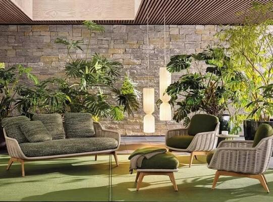 Good price Aluminum frame Teak wood Garden Sofa Set Weather Resistant Durable For Gardens Courtyards Villas online