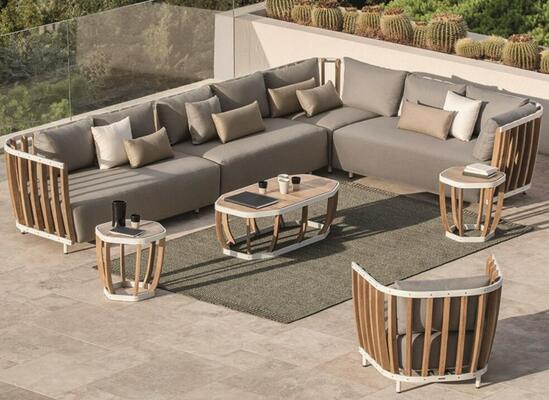 Guter Preis Premium Luxus Teakholz Terrasse Sektionelle Außensofa Set Wetterbeständige Gärten Online