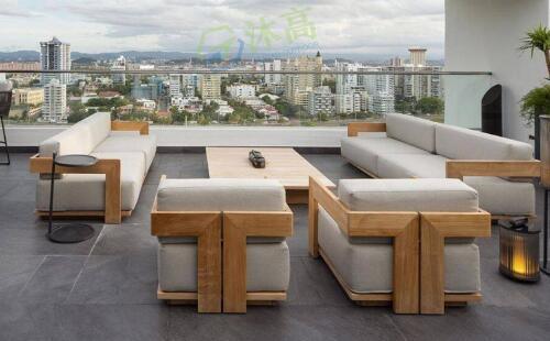 Good price Teak wood Courtyard Hotel Park Use outdoor sofa set European Style with weather resistant outdoor furniture online