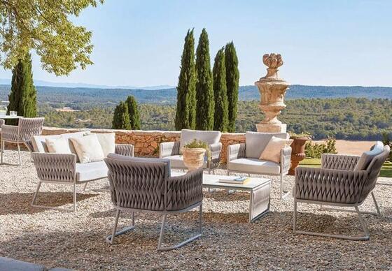 Guter Preis Seil Aluminiumrahmen Hof Hotel Park Gebrauch Außensofa Set wetterfest Außenmöbel Online