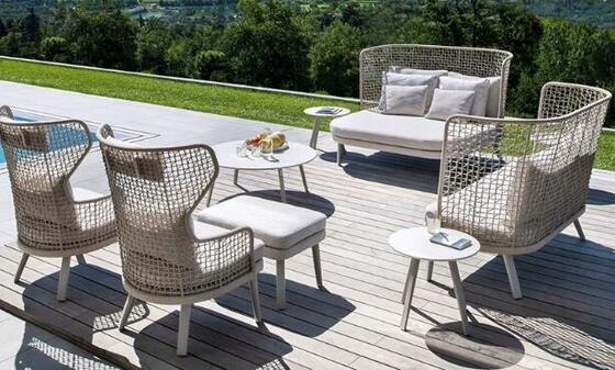 Guter Preis Hochrücken Aluminium Seil Außensofa Set Hochdichte Schwamm Gartensofa Set Online
