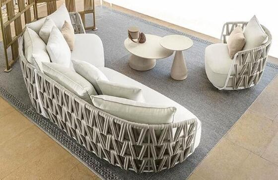 Good price Luxry Aluminum Rope garden sofa set high density sponge online
