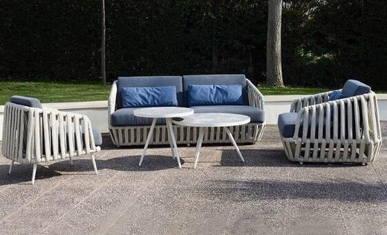Good price High quality Aluminum Rope patio sofa set high density sponge online
