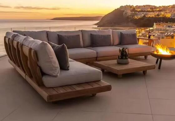 Good price Teak Wood Outdoor Sectional Lounge Furniture Sofa Set high density sponge online