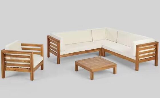 Good price Luxury Garden Corner Couch Villa Terrace Solid Teak Wood Sectional Sofa Set online