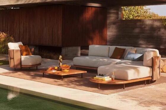 Good price Luxury Modern Teak Wood Patio Garden Sofa Set Outdoor Furniture Hotels online