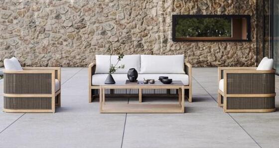 Good price Luxury Outdoor Sofa Set Teak Wood Wholesale Outdoor Teak Wood Rope Furniture Outdoor Sofa online