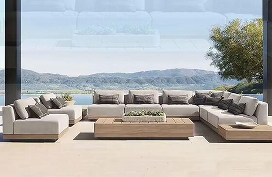 Guter Preis Luxuriöses Outdoor-Sofaset aus Teakholz, Großhandel, Outdoor-Teakholz-Seilmöbel, Outdoor-Sofa Online