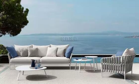 Guter Preis Allwetter-Seil-Outdoor-Sofa Garten-Terrassenmöbel Moderner Aluminiumrahmen Online