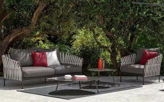 Guter Preis Fabrik Großhandel Hotel Patio Sofa Restaurant Möbel Outdoor Lounge Seil Möbel Sofa Set Rattan Korbmöbel Sofa Set Online