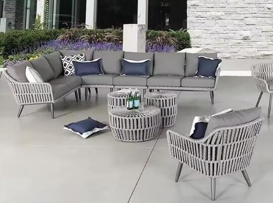 Good price Factory Wholesale Woven Sofa Set Outdoor Sectional Polyester Grey Patio Lounge Set Weave Outdoor Furniture Rope Garden Sofa Set online