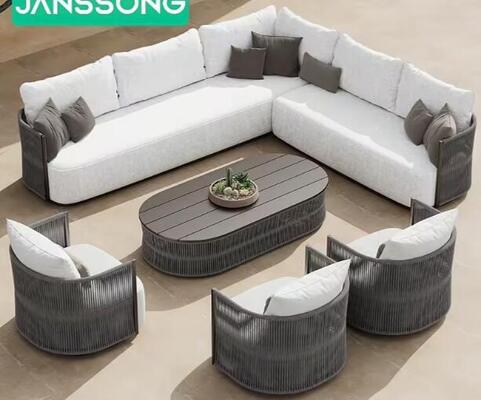 Good price Aluminum Luxury Garden Furniture Lounge Sofa Set L-shape Sectional Sofa Patio Furniture Sofa Set online