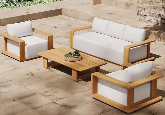 Guter Preis Holzgarten Wasserdicht Luxus Außenmöbel Außensofa Set Hotel Außen Teak Terrassensofa Modernes Gartensofa Set Online