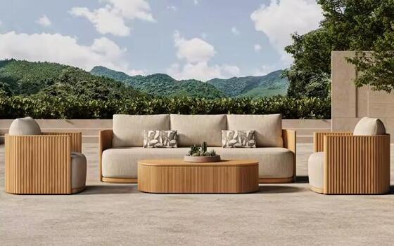 Guter Preis Modernes Teakholz Gartensofa Außensofa Luxus Villa Allwetter Terrasse Außenmöbel Set Gartensofa Online