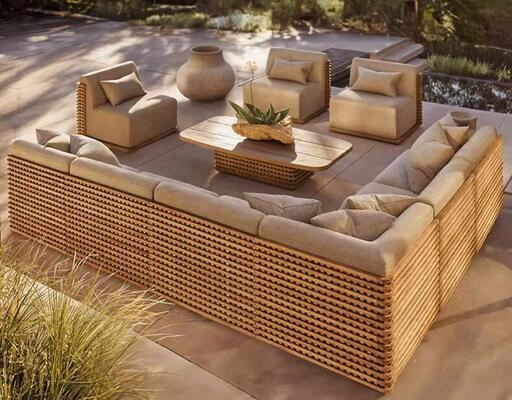 Good price Teak Sofa Set Teak Wood Furniture Sectional Patio Garden Sofa Set outdoor sofa online