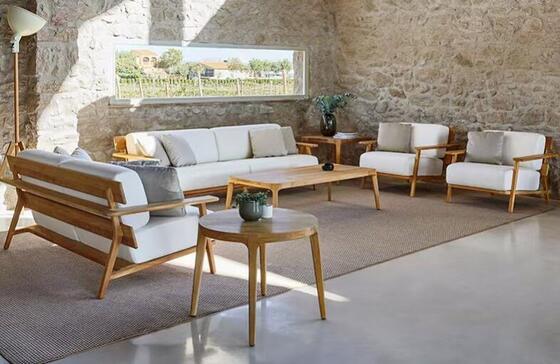 Guter Preis Hochwertiges Teakholz Außensofa Set mit Kissenmöbeln für das Hotel Online