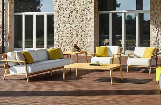 Good price Wholesale OEM Teak Wood Furniture With Cushions Sofa Set Patio Outdoor Sofa online