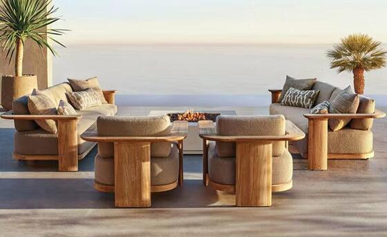 Good price Modern Waterproof Teak Wood Outdoor Sofa Villa Park Garden Patio Hotel Furniture online
