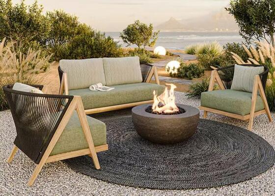 Good price Rope sofa Factory Direct Villa Courtyard Luxury Teak Wood Garden Sofa Set Outdoor Furniture online