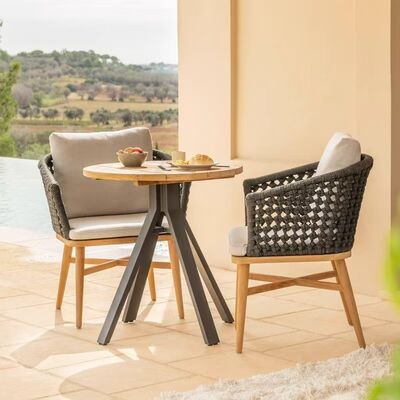 Guter Preis 3-teiliges Outdoor-Teakholz-Kaffee-Set mit Tisch und Stühlen Online