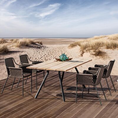 Good price Teak wood Outdoor Dining Table Set 6 Seater Dining Table and Chair Set online