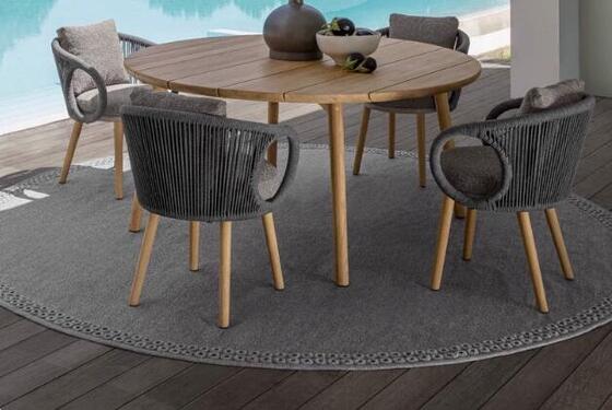 Good price Outdoor table 4pcs Chairs Outdoor Teak Wood Table And Rope Chair online