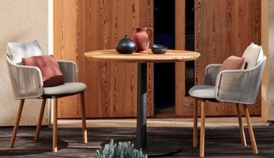 Good price Teak wood table top coffee table set Rope Chairs Set online