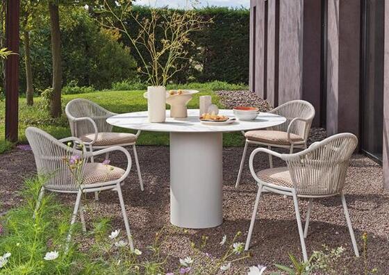 Guter Preis Terrassenset 1-teilig Runder Tisch Set 4-teilig Seil Stühle Set Outdoor Villa Online