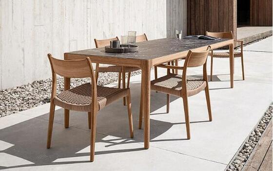 Good price Outdoor Villa teak wood table and chair with rope seater online