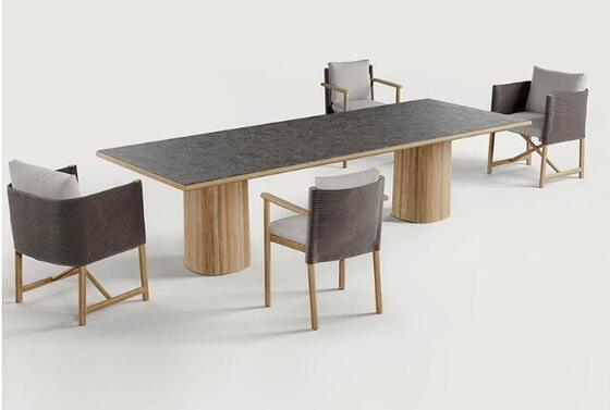 Good price WIcker Rattan Rope Teak Wood Outdoor Garden Round Table Design Garden Table And Chairs Patio Villa online