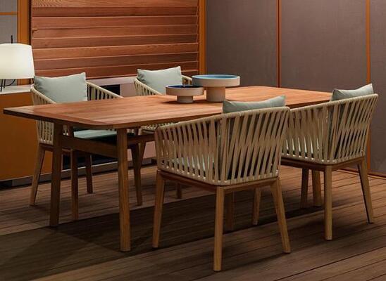 Good price Outdoor dining set with weather resistant rattan rope and durable aluminum frame perfect for garden courtyard and villa online