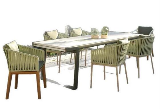 Guter Preis Outdoor Esszet aus wetterbeständigem Rattanseil und langlebigem Aluminiumrahmen perfekt für Gartenhof Villa und Terrasse Online