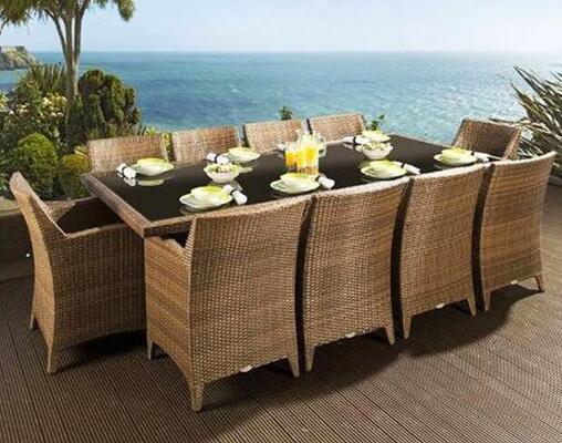 Guter Preis Außentisch-Set 11 Stück Wetterbeständig UV-beständiges Rattanseil mit Aluminiumrahmen für Gärten Online