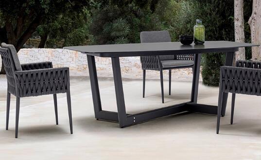 Good price Rope Rattan Wicker table and 6pcs chairs made with weather resistant UV rope /rattan and aluminum frame built for gardens courtyards and villas online